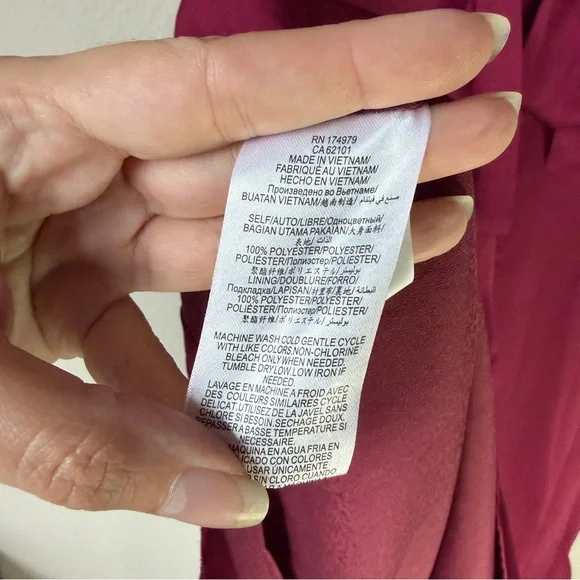 BCBGeneration Maroon Vneck Tie Front Mini Dress Size L - Picture 5 of 6